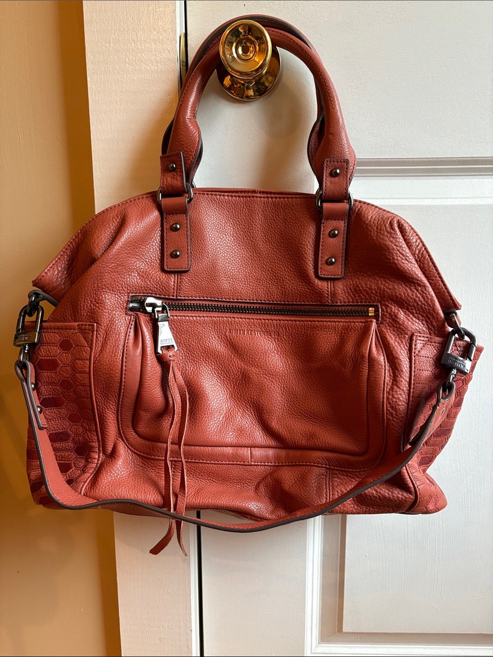 Aimee Kestenberg Rust Leather Satchel Shoulder Bag